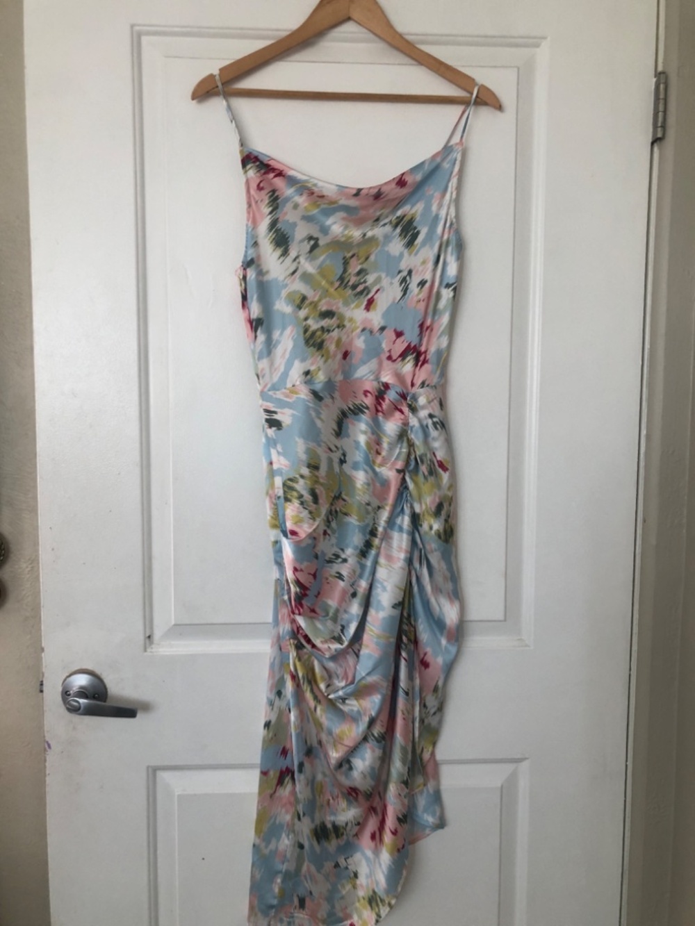 Cider Illusion Floral Ruched Cowl Neck Midi Dress Size Small - Picture 3 of 10